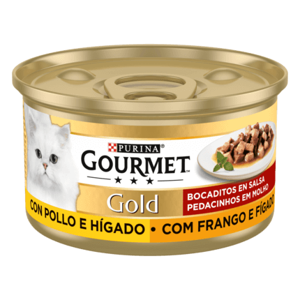 PURINA® GOURMET® GOLD Bocaditos en Salsa Pollo e Hígado Vista Frontal