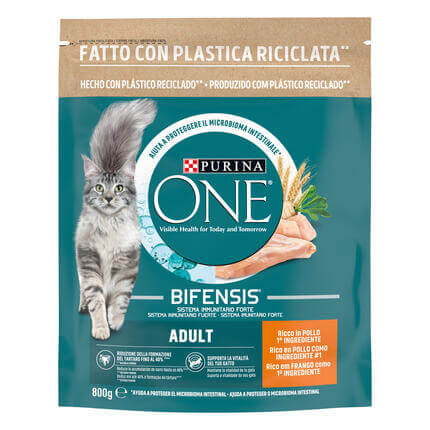 PURINA ONE® Adulto Rico en pollo y cereales integrales Vista Frontal