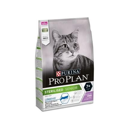 Saco Purina Pro Plan Sterilised Senior 7+ rico en pavo para gatos mayores esterilizados.