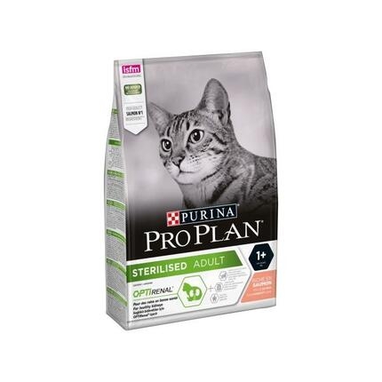 Saco Purina Pro Plan Sterilised Adult OptiRenal rico en salmón para gatos adultos esterilizados.