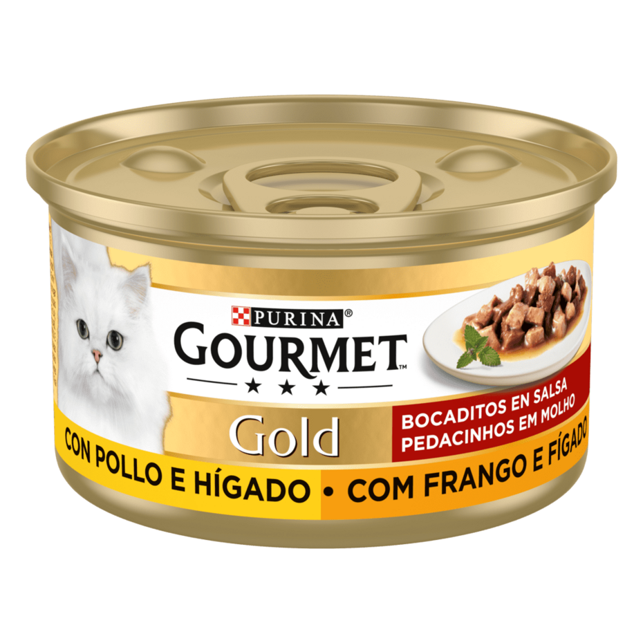PURINA® GOURMET® GOLD Bocaditos en Salsa Pollo e Hígado Vista Frontal