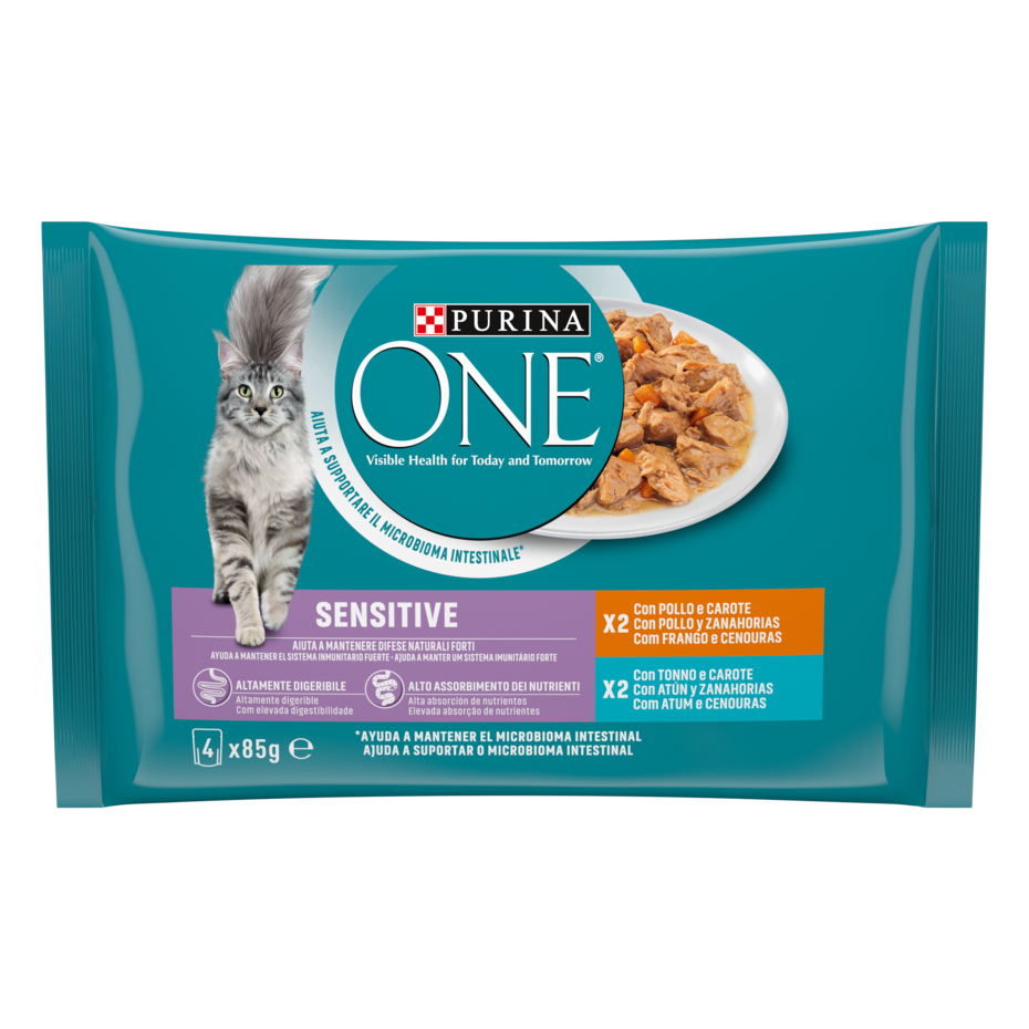 PURINA ONE® Sensitive Finas Láminas en Salsa 