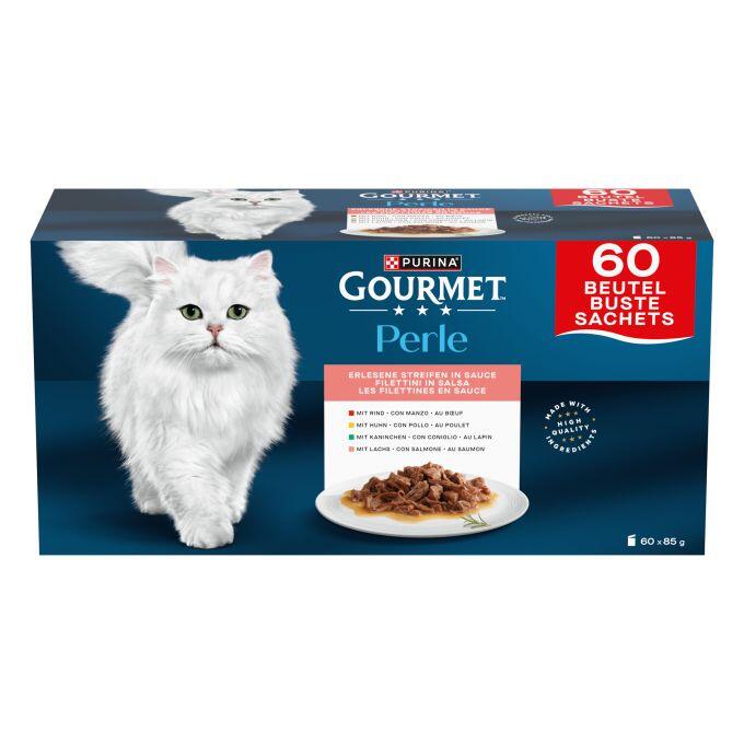 PURINA® GOURMET® Perle Finas láminas en Salsa con Conejo, Buey, Pollo y Salmón - 1