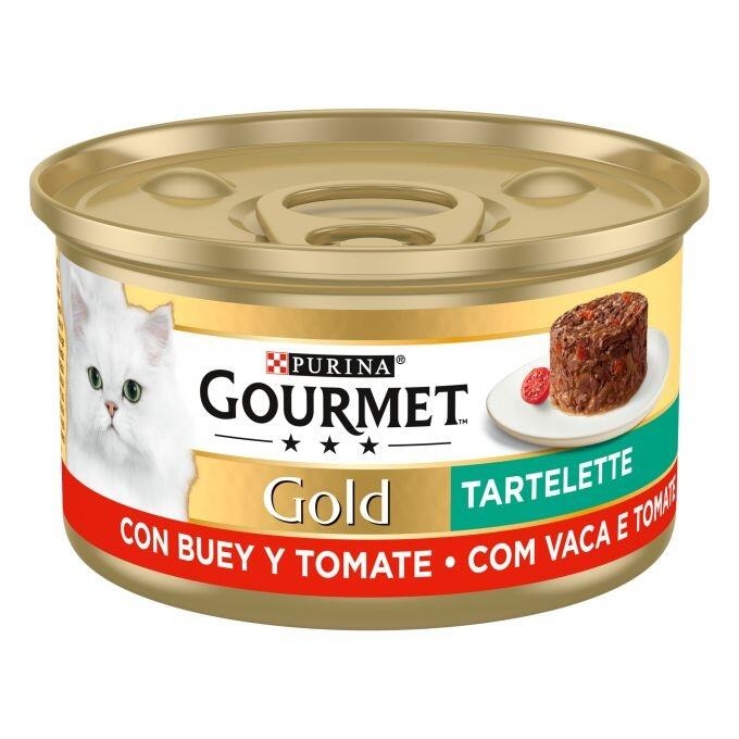 Lata Purina Gourmet Gold Tartelette con buey y tomate, 85 g.