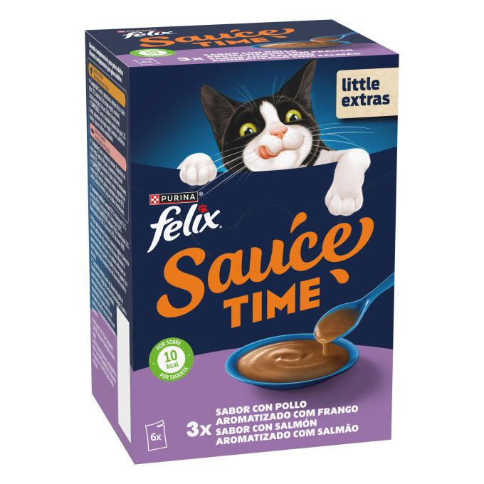 PURINA® FELIX® Soup Sauce Time sabor con Pollo y Salmón