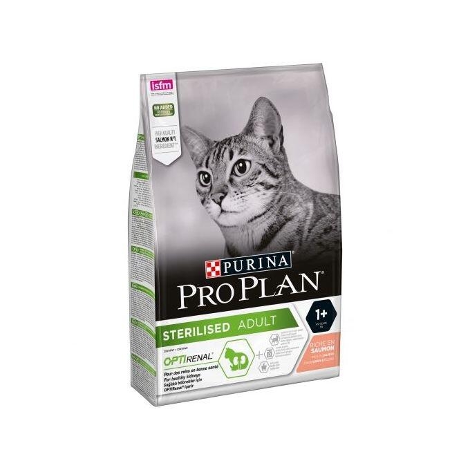 Saco Purina Pro Plan Sterilised Adult OptiRenal rico en salmón para gatos adultos esterilizados.