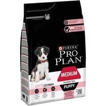 PURINA® PRO PLAN® Perro Cachorro Mediano con Piel Sensible Optiderma rico en Salmón Vista Lateral