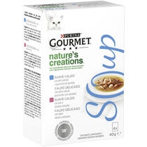 PURINA® GOURMET® Nature's Creations Soup con atún natural y guarnición de gambas y con atún y anchoas naturales Vista Frontal