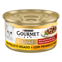 PURINA® GOURMET® GOLD Bocaditos en Salsa Pollo e Hígado Vista Frontal