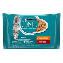 PURINA ONE® Adulto Finas Láminas en Salsa Vista Frontal