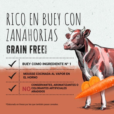 BEYOND® Grain Free Mousse Rica en Buey con Zanahorias Beneficios