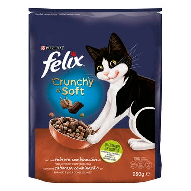 FELIX® Crunchy&Soft con Buey, Pollo y Verduras Vista Frontal