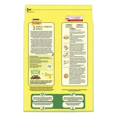 PURINA® FRISKIES® Gatos Interior con Pollo y Sabor con Verduras Vista Trasera