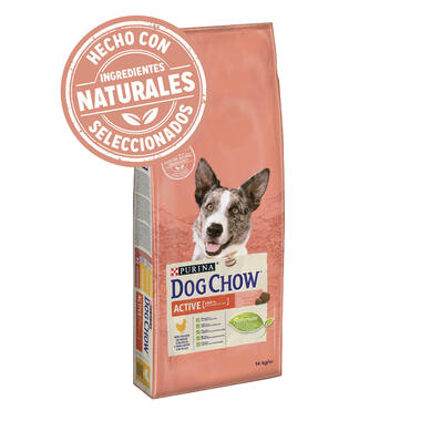 PURINA® DOG CHOW® para perros adultos y activos con Pollo Vista Lateral