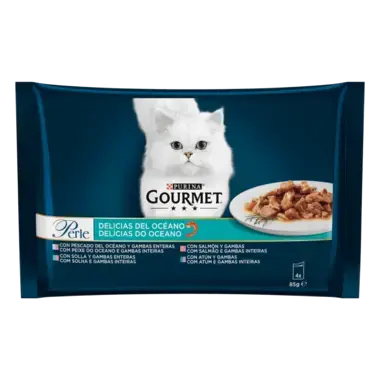 PURINA® GOURMET® PERLE Delicias del Océano Vista Frontal
