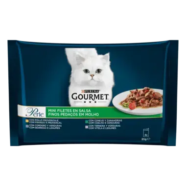 PURINA® GOURMET® PERLE Finas Láminas con Verduras Vista Frontal