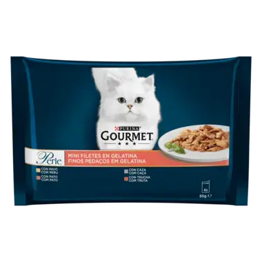 PURINA® GOURMET® PERLE Finas Láminas en Gelatina Vista Frontal