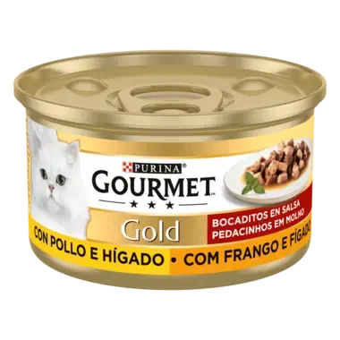 PURINA® GOURMET® GOLD Bocaditos en Salsa Pollo e Hígado Vista Frontal