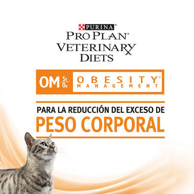 PURINA® PRO PLAN® VETERINARY DIETS Feline OM Obesity Management Sobres Pollo Beneficios