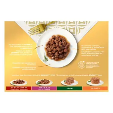 PURINA® GOURMET® GOLD Bocaditos en Salsa Pack Surtido Vista Trasera
