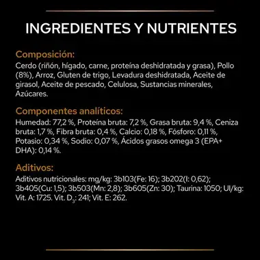 PURINA® PRO PLAN® VETERINARY DIETS Feline NF Renal Function Sobres Pollo Ingredientes