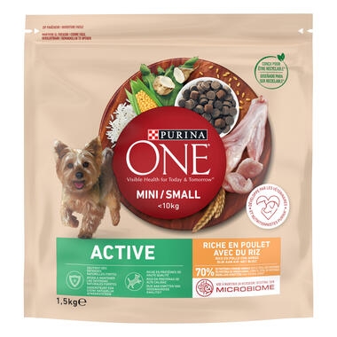 Purina ONE Mini Active Pollo y Arroz Front Pack