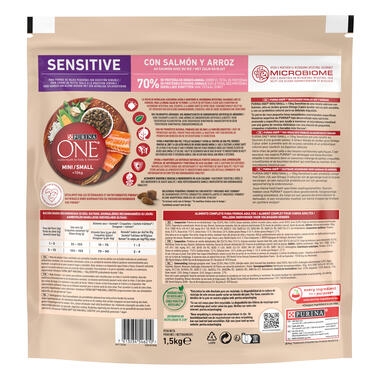 Purina ONE Mini Delicate Salmón y Arroz Back Pack