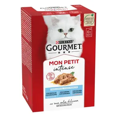 PURINA® GOURMET® MON PETIT Selección de Pescados (SARDINA, SALMÓN, BACALAO)