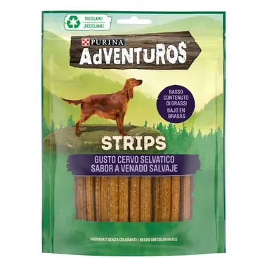PURINA® AdVENTuROS Strips Aroma a Venado Vista Frontal