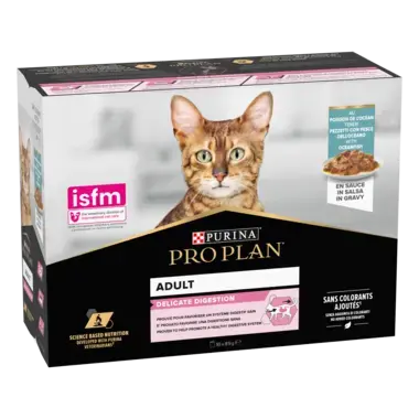 PURINA® PRO PLAN® Gato húmedo Delicate Pescado 10x85g