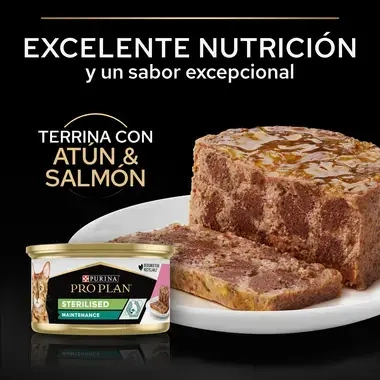 PURINA® PRO PLAN® Gato Adulto STERILISED MAINTENANCE Terrina con atún y salmón