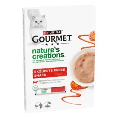 PURINA® GOURMET® Nature's Creations Puré Snack con Buey y Tomate