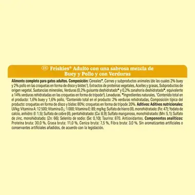 PURINA® FRISKIES®  Adulto con Buey, Pollo y Verduras