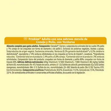 PURINA® FRISKIES®  Adulto con Conejo, Pollo y Verduras