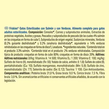 PURINA® FRISKIES®  Esterilizado con Salmón y Verduras