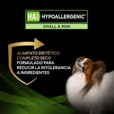 Alimento dietético completo seco, formulado para reducir la intolerancia a ingredientes.