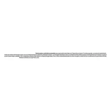 Texto de modo de empleo y ración diaria recomendada para gato adulto sobre fondo blanco.