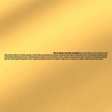 Texto de modo de empleo y ración diaria recomendada sobre fondo dorado.