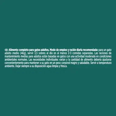 Modo de empleo de Gourmet My Fresh Menu para gato adulto medio de 4 kg sobre fondo verde.