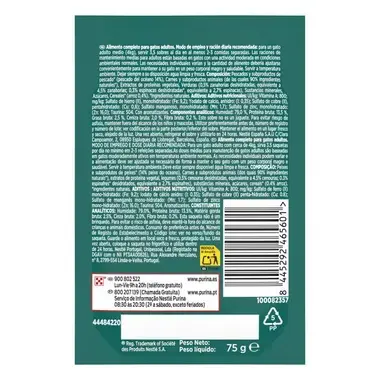 Parte trasera del envase Gourmet My Fresh Menu con información nutricional y código de barras.