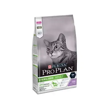 Saco Purina Pro Plan Sterilised Adult OptiRenal rico en pavo para gatos adultos esterilizados.