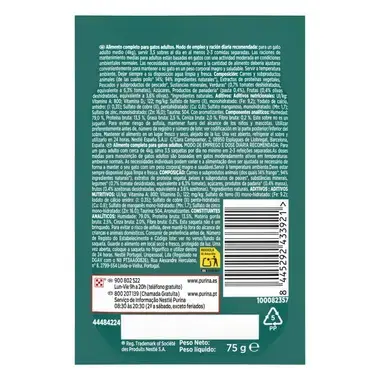 Parte trasera del envase Gourmet My Fresh Menu con información nutricional y código de barras.