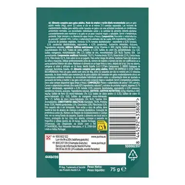 Parte trasera del envase Gourmet My Fresh Menu con información nutricional y código de barras.