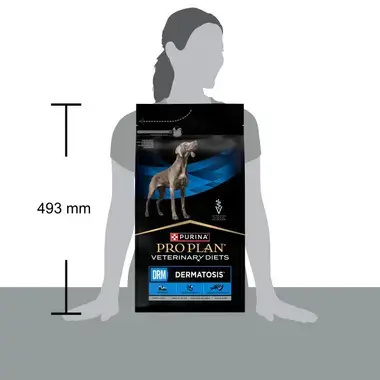 Tamaño del saco de Purina Pro Plan Veterinary Diets DRM Dermatosis, 493 mm de altura