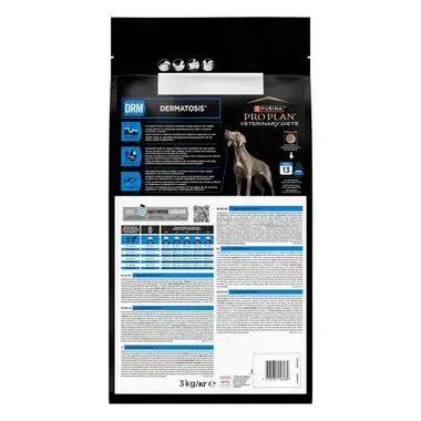 Parte posterior del saco de Purina Pro Plan Veterinary Diets DRM Dermatosis