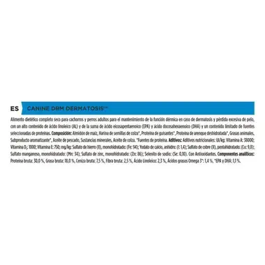 Composición y componentes analíticos de Purina Pro Plan Veterinary Diets DRM Dermatosis