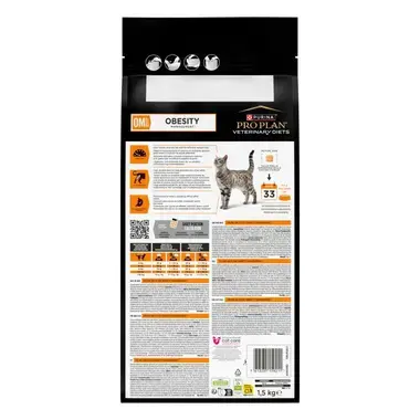 Parte posterior del saco de Purina Pro Plan Feline Obesity Management