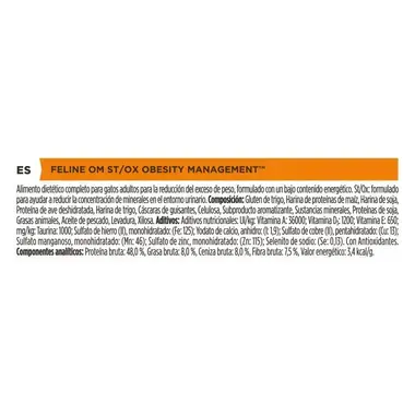 Composición y componentes analíticos de Purina Pro Plan Feline Obesity Management