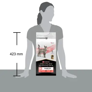 Tamaño del saco de Purina Pro Plan Feline Diabetes Management, 423 mm de altura