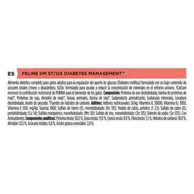 Composición y componentes analíticos de Purina Pro Plan Feline Diabetes Management